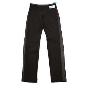 Per se Pants Womens 4 Black Quilted Leather Fabric Mid Rise Pull on Leggings NWT